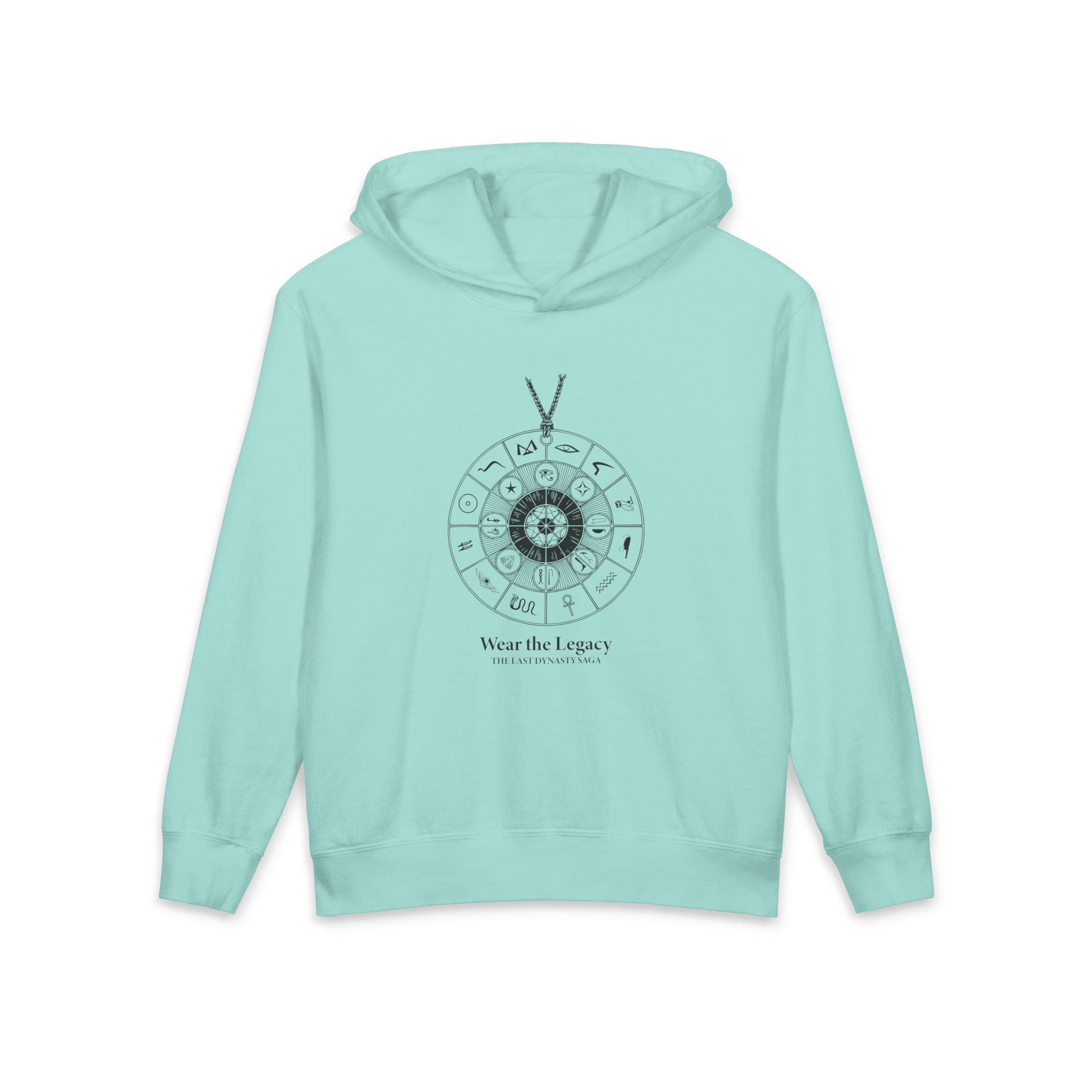 The SAGA Compass with a Spell Youth Hoodie — Geometric Anubis Design "You Are The Spell"
