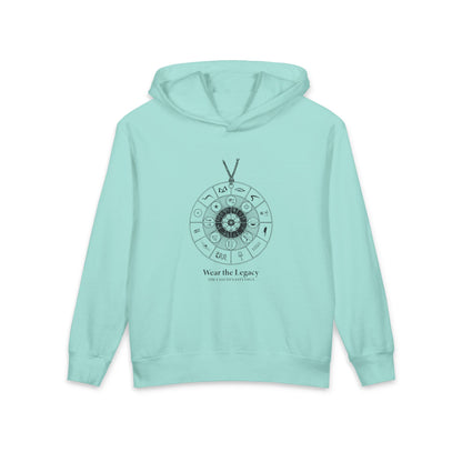 The SAGA Compass with a Spell Youth Hoodie — Geometric Anubis Design "You Are The Spell"