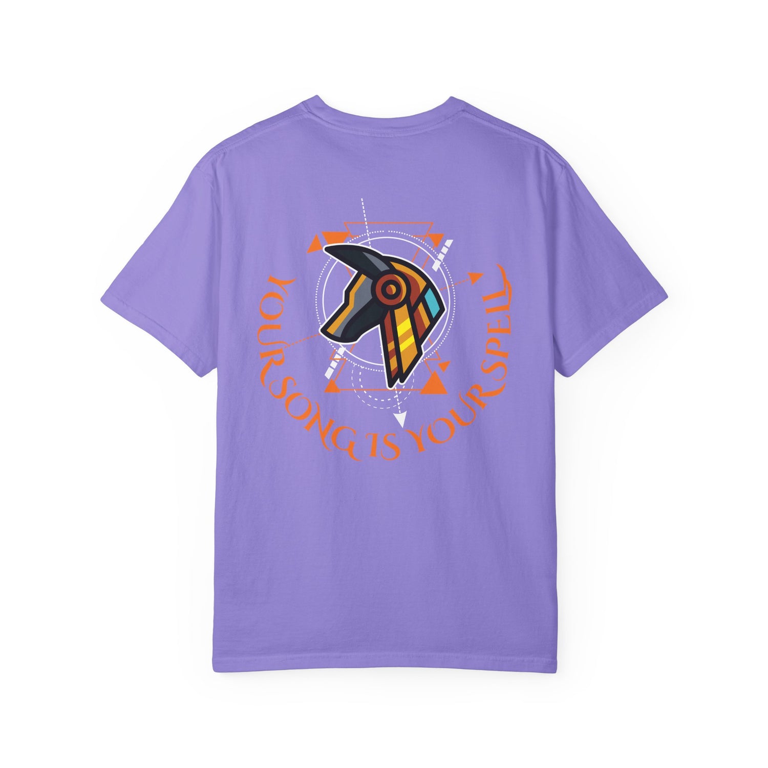 Rise With No Permission T-Shirt — Anubis Helmet Graphic Tee (“Your Song Is Your Spell”)