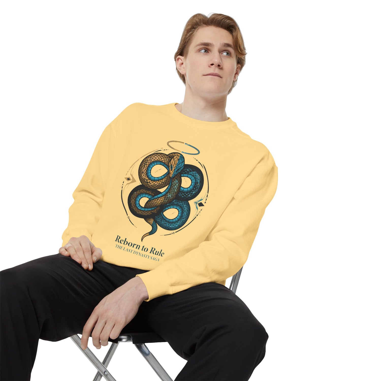 Snake Emblem Sweatshirt — "Reborn to Rule" Graphic Crewneck