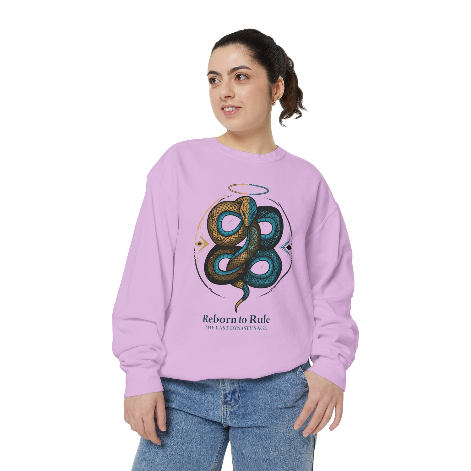 Snake Emblem Sweatshirt — "Reborn to Rule" Graphic Crewneck