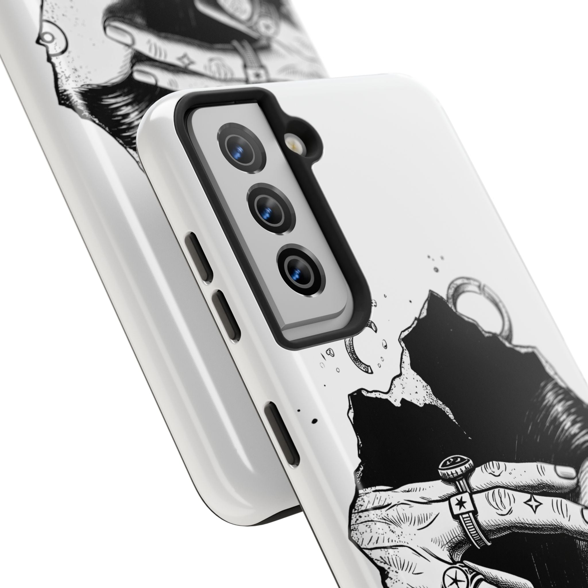 Tough Phone Case — Veiled Truth Black &amp; White Mystic Illustration