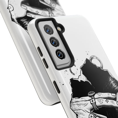 Tough Phone Case — Veiled Truth Black &amp; White Mystic Illustration