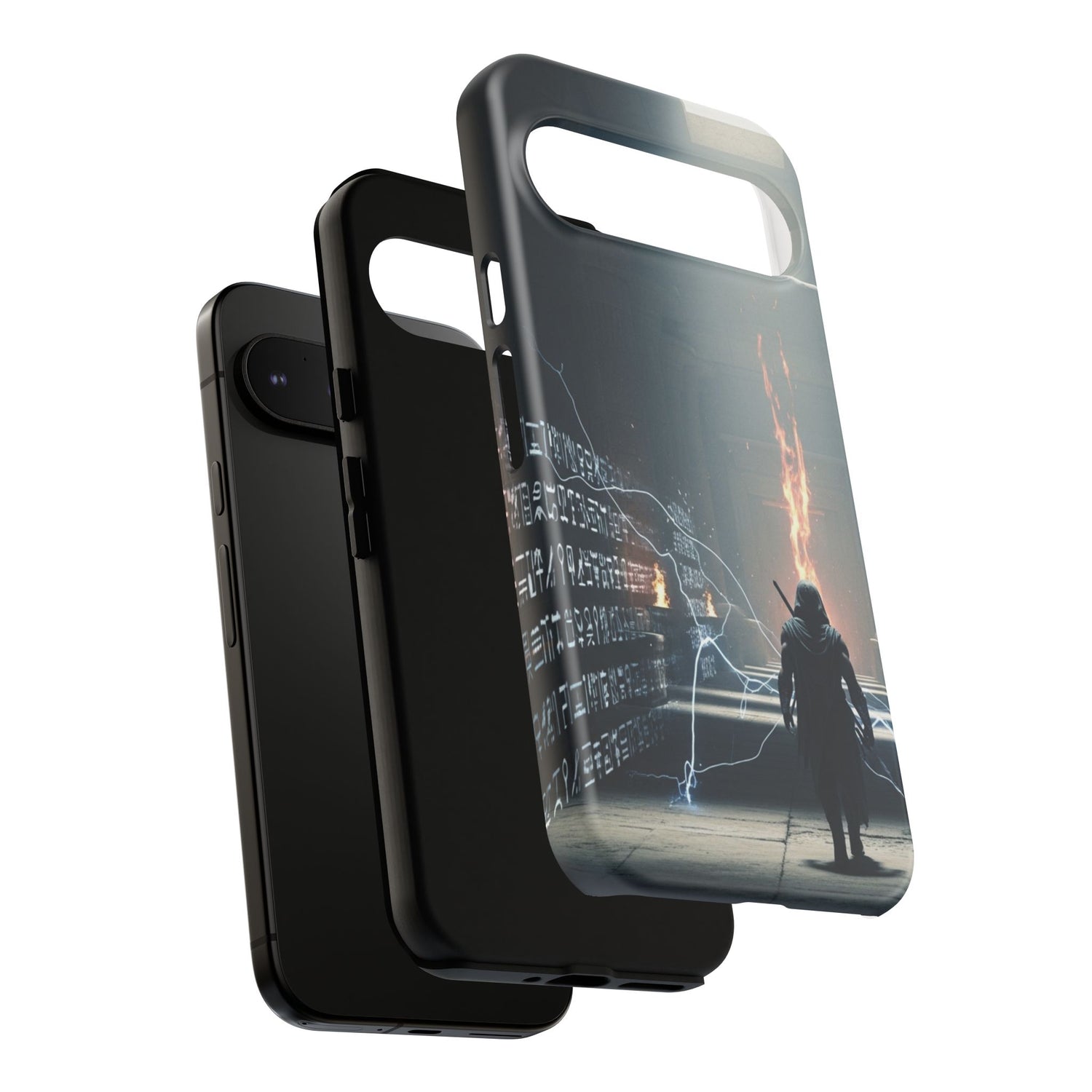 Phone Case - Cybermage Silhouette with Lightning Spell