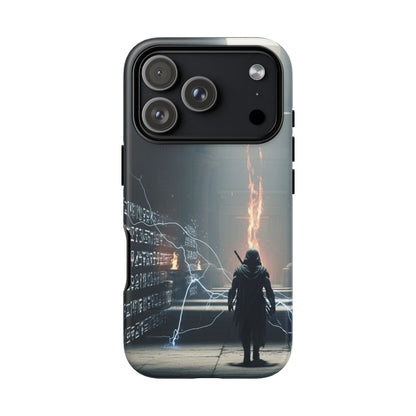 Phone Case - Cybermage Silhouette with Lightning Spell