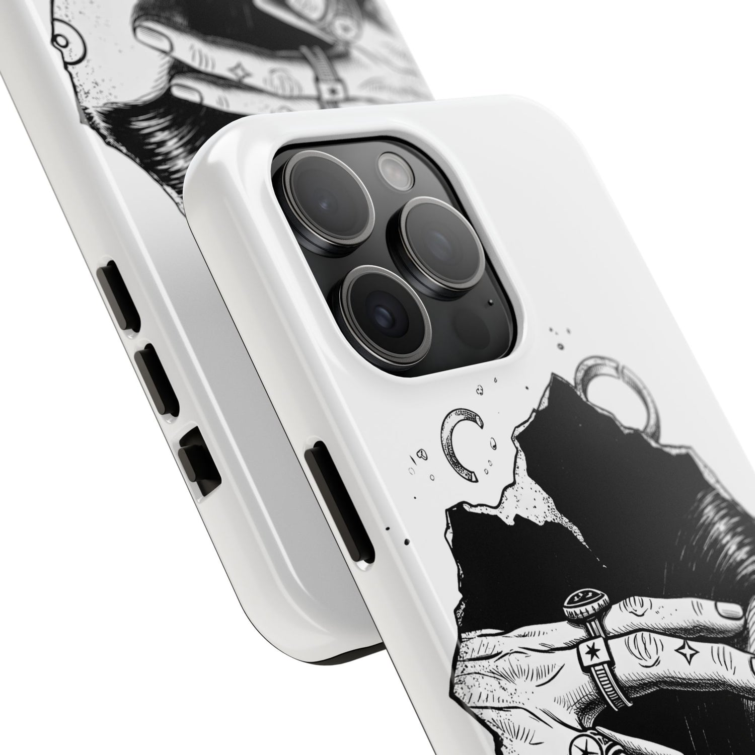 Tough Phone Case — Veiled Truth Black &amp; White Mystic Illustration