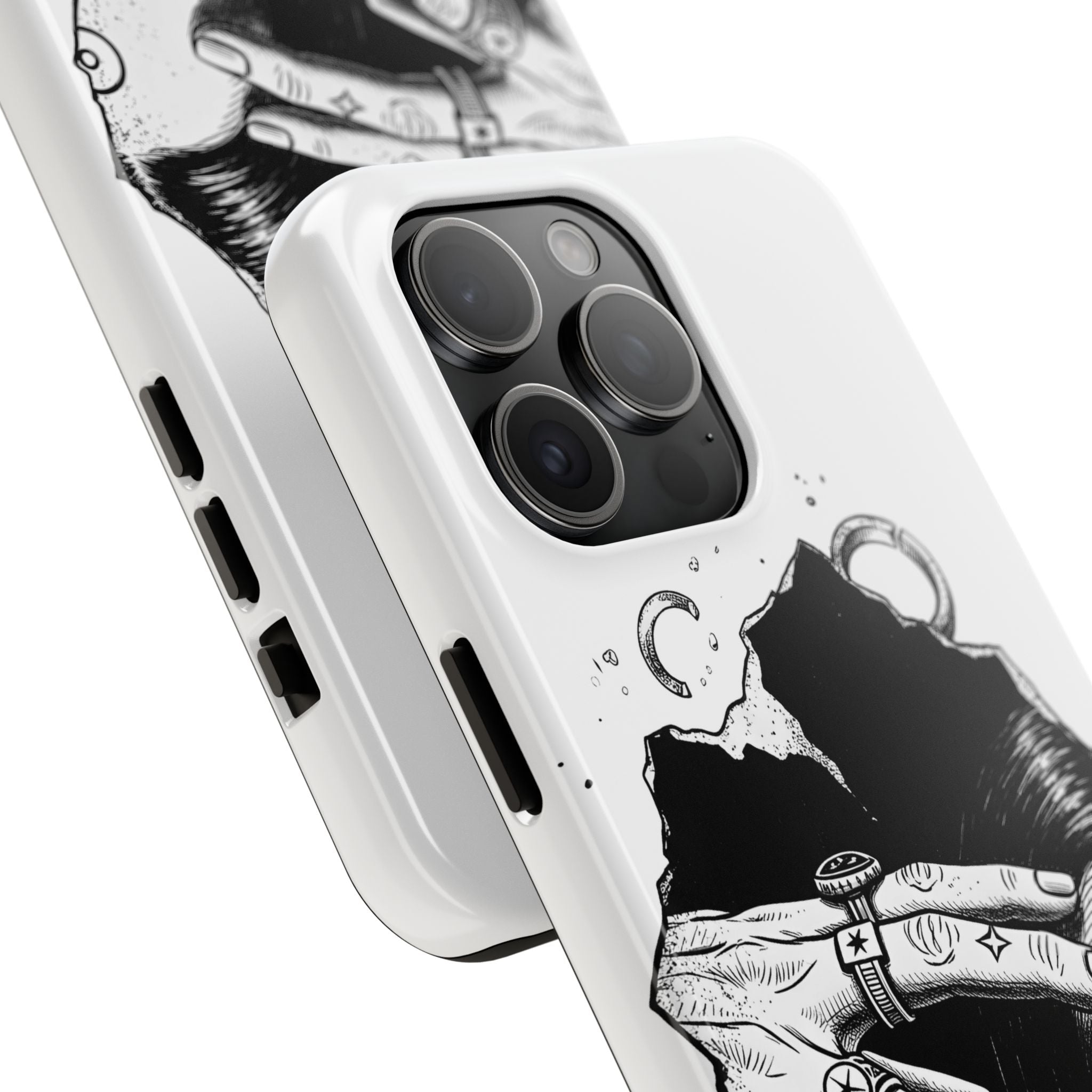 Tough Phone Case — Veiled Truth Black &amp; White Mystic Illustration