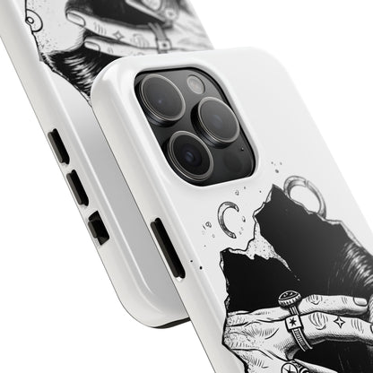Tough Phone Case — Veiled Truth Black &amp; White Mystic Illustration
