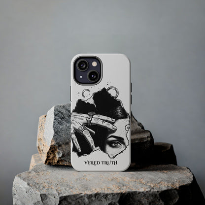 Tough Phone Case — Veiled Truth Black &amp; White Mystic Illustration