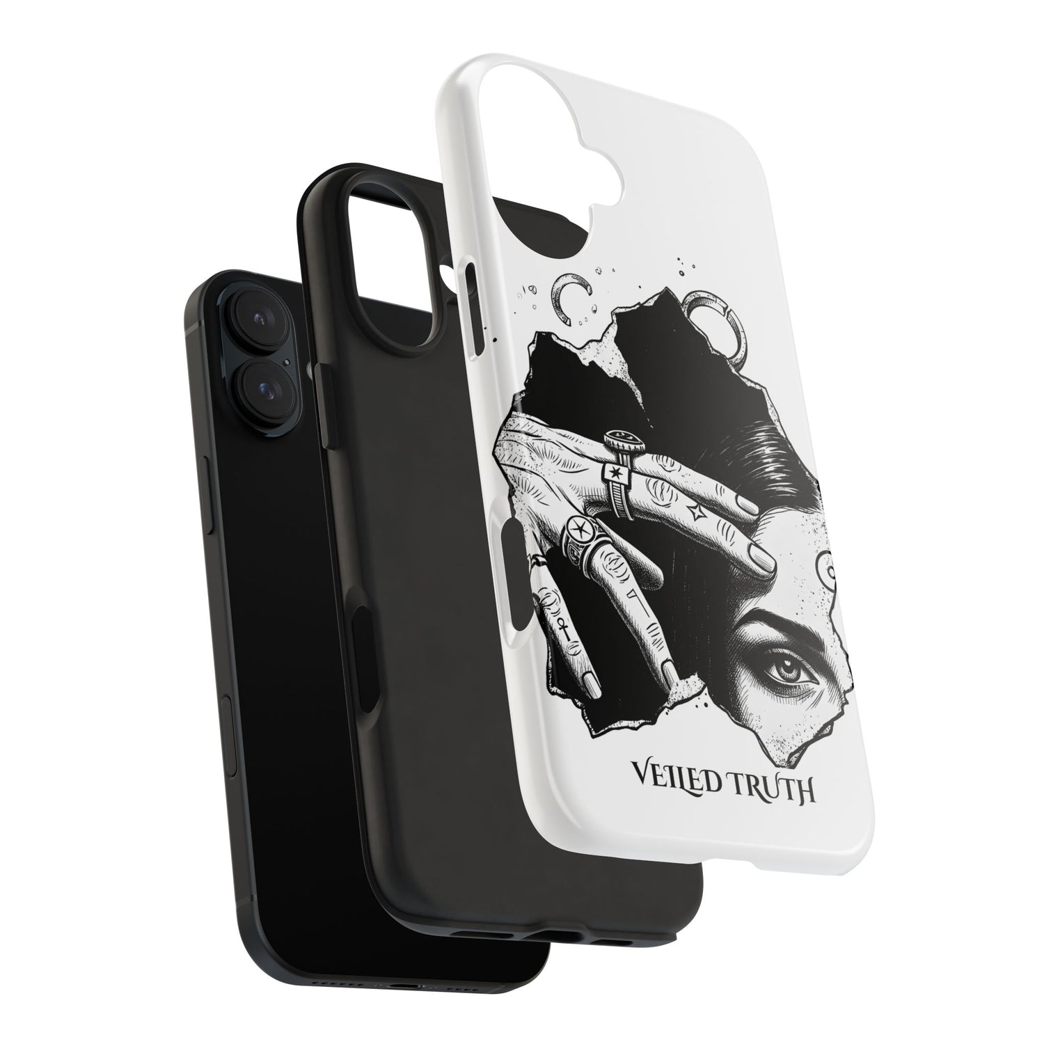 Tough Phone Case — Veiled Truth Black &amp; White Mystic Illustration