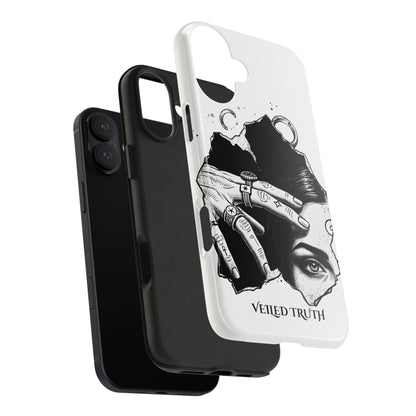 Tough Phone Case — Veiled Truth Black &amp; White Mystic Illustration