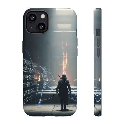 Phone Case - Cybermage Silhouette with Lightning Spell