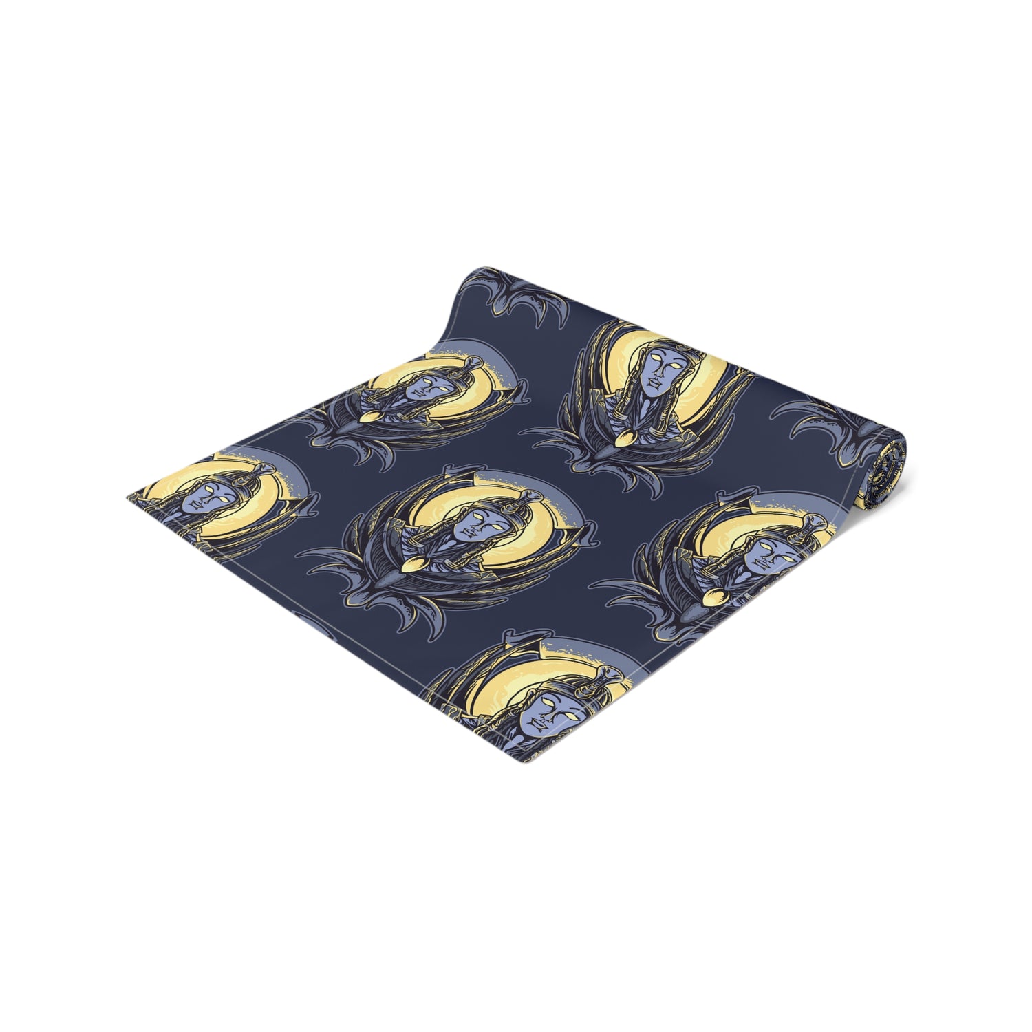 Art Nouveau Moon &amp; Owl Table Runner — Night Sky Decorative Linen