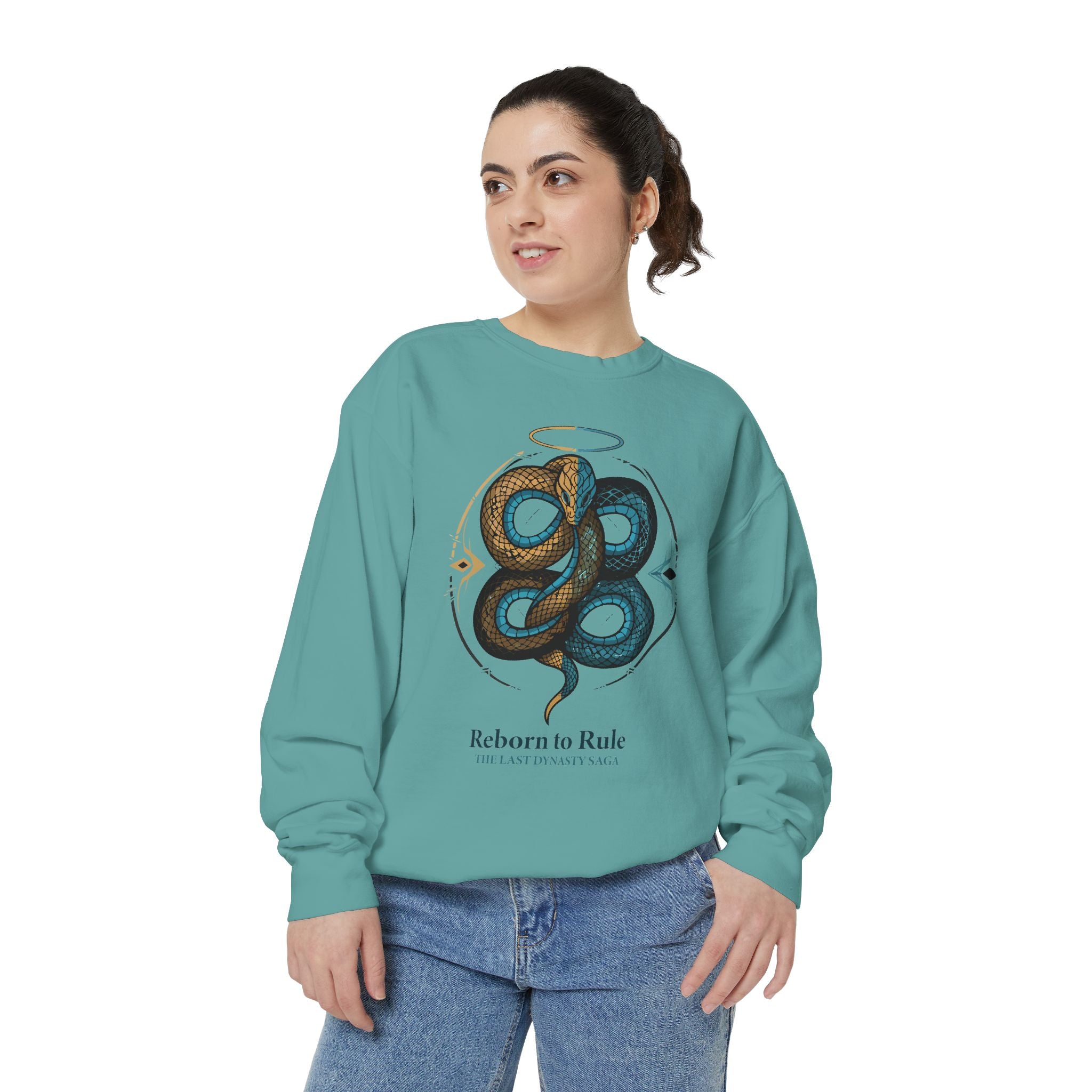 Snake Emblem Sweatshirt — "Reborn to Rule" Graphic Crewneck