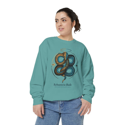 Snake Emblem Sweatshirt — "Reborn to Rule" Graphic Crewneck