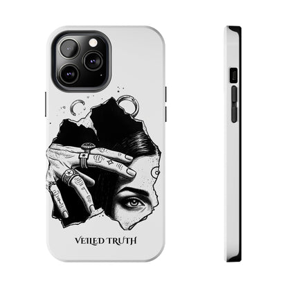Tough Phone Case — Veiled Truth Black &amp; White Mystic Illustration