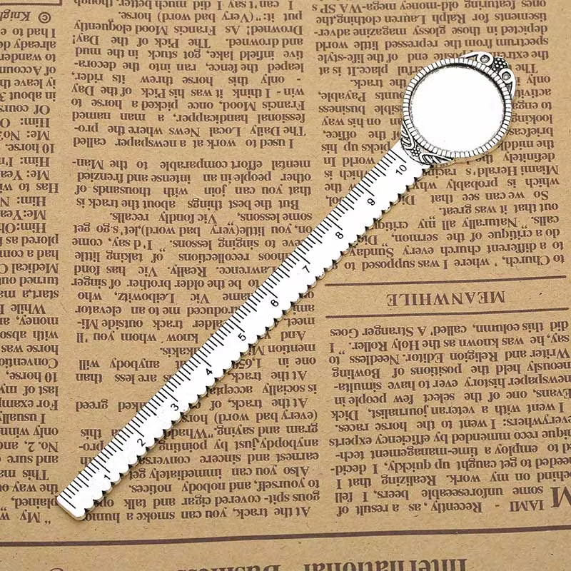 2-Piece 20mm Ruler Bookmark Base – Cabochon Setting (Vintage Metal)