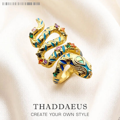 Exquisite Bright Golden Snake Pave Ring - A Stunning Europe Style Bohemia Jewelry Gift for Women in 925 Sterling Silver