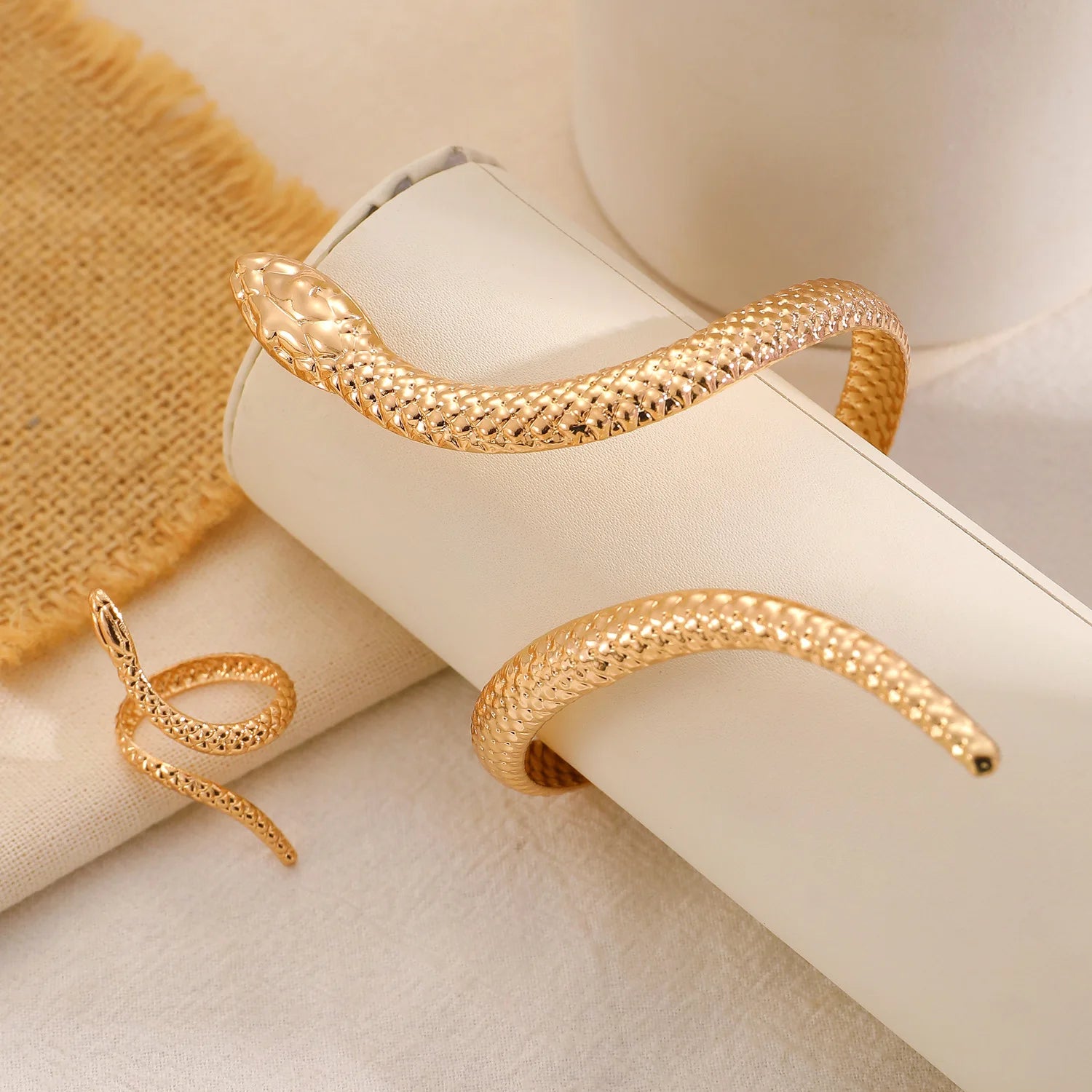 Elevate Your Style with the 2025 Punk Snake Bangles Ring Set - Aesthetic Cuff Bracelet for Women