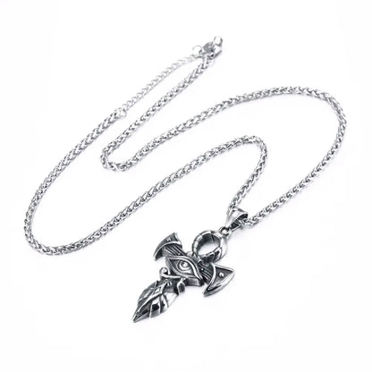 Grand Ankh &amp; Eye Pendant 316L Stainless Steel | 22" Wheat Chain