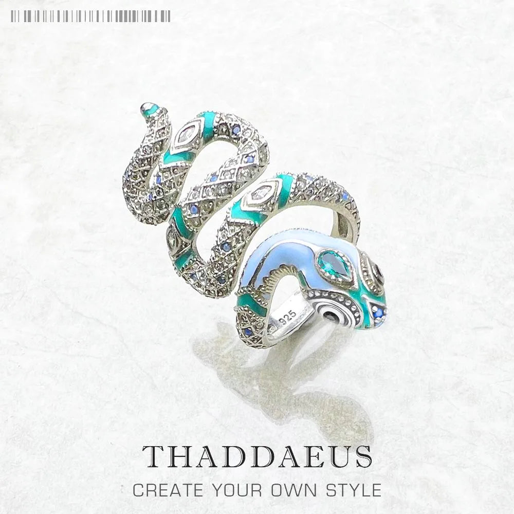 Enchanting Blue Snake Ring - A Stunning Bohemian Statement Piece for Women