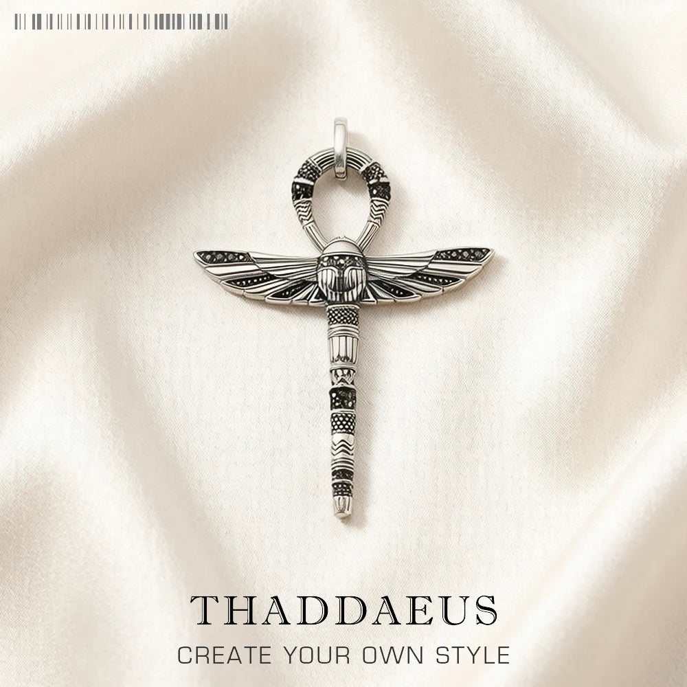 Elevate Your Style with the Vintage Large Scarab Ankh Cross Pendant Amulet in 925 Sterling Silver - Perfect Gift for Any Occasion!