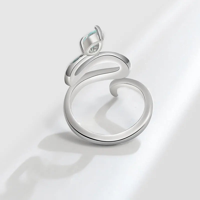 Exquisite 925 Sterling Silver Drip Glue Cyan Snake Ring - A Luxurious Cocktail Ring for Women and Girls, Perfect for Weddings and Special Occasions