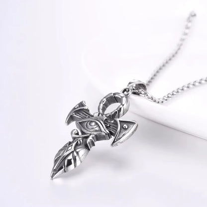 Grand Ankh &amp; Eye Pendant 316L Stainless Steel | 22" Wheat Chain