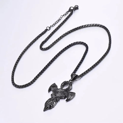 Grand Ankh &amp; Eye Pendant 316L Stainless Steel | 22" Wheat Chain