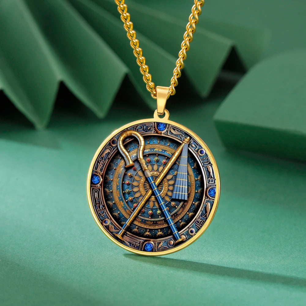 Discover the Power of Ancient Egypt with Our Crook and Flail Pendant Necklace - Stainless Steel Jewelry for All Occasions