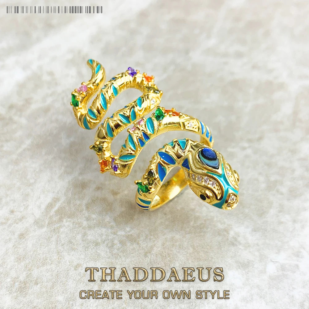 Exquisite Bright Golden Snake Pave Ring - A Stunning Europe Style Bohemia Jewelry Gift for Women in 925 Sterling Silver