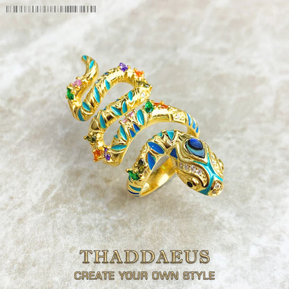 Exquisite Bright Golden Snake Pave Ring - A Stunning Europe Style Bohemia Jewelry Gift for Women in 925 Sterling Silver