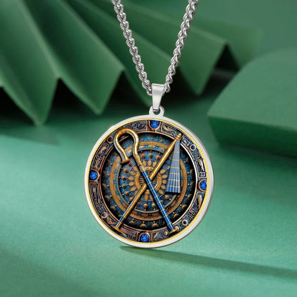 Discover the Power of Ancient Egypt with Our Crook and Flail Pendant Necklace - Stainless Steel Jewelry for All Occasions