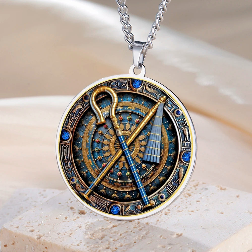 Discover the Power of Ancient Egypt with Our Crook and Flail Pendant Necklace - Stainless Steel Jewelry for All Occasions