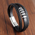 Stylish Charm Braid Rope Bracelet for Men with Stainless Steel Magnetic Buckle - Genuine Leather Jewelry