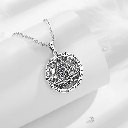Stunning 925 Sterling Silver Egypt Pyramid All Seeing Evil Eye Illuminati Necklace - Perfect Egyptian Cross Amulet Pendant Gift for Men and Women