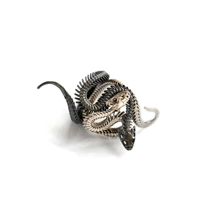 Serpent Coil Ring Adjustable Stainless Steel Animal Band