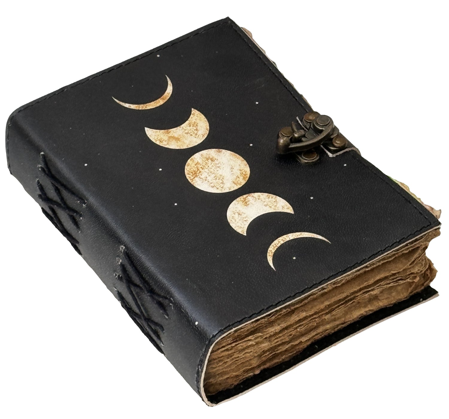 🌙 Moon Phases Leather Journal – Vintage Grimoire (7 × 5", 200 Pages)