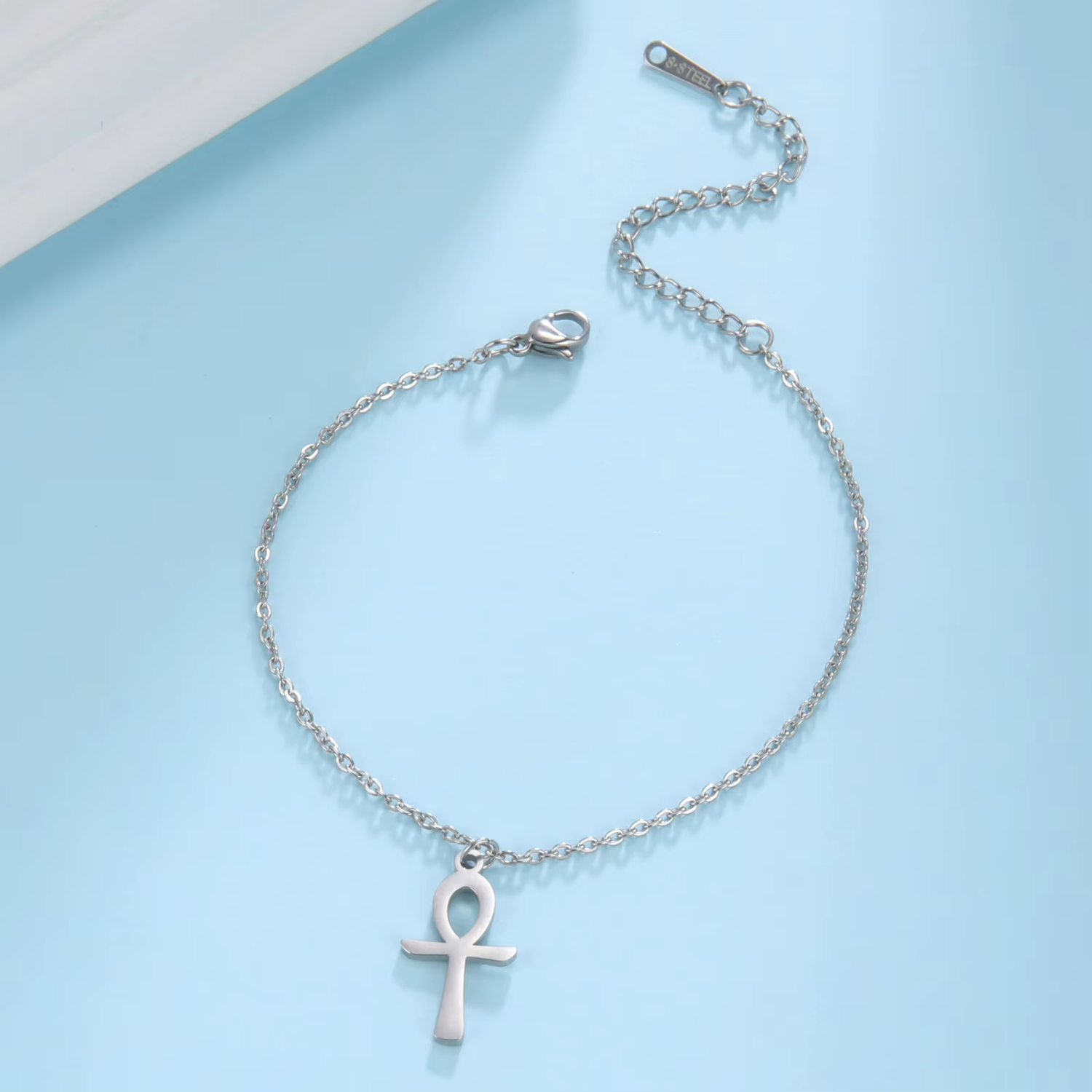 The Key of Life Bracelet Minimal Ankh Charm – Stainless Steel