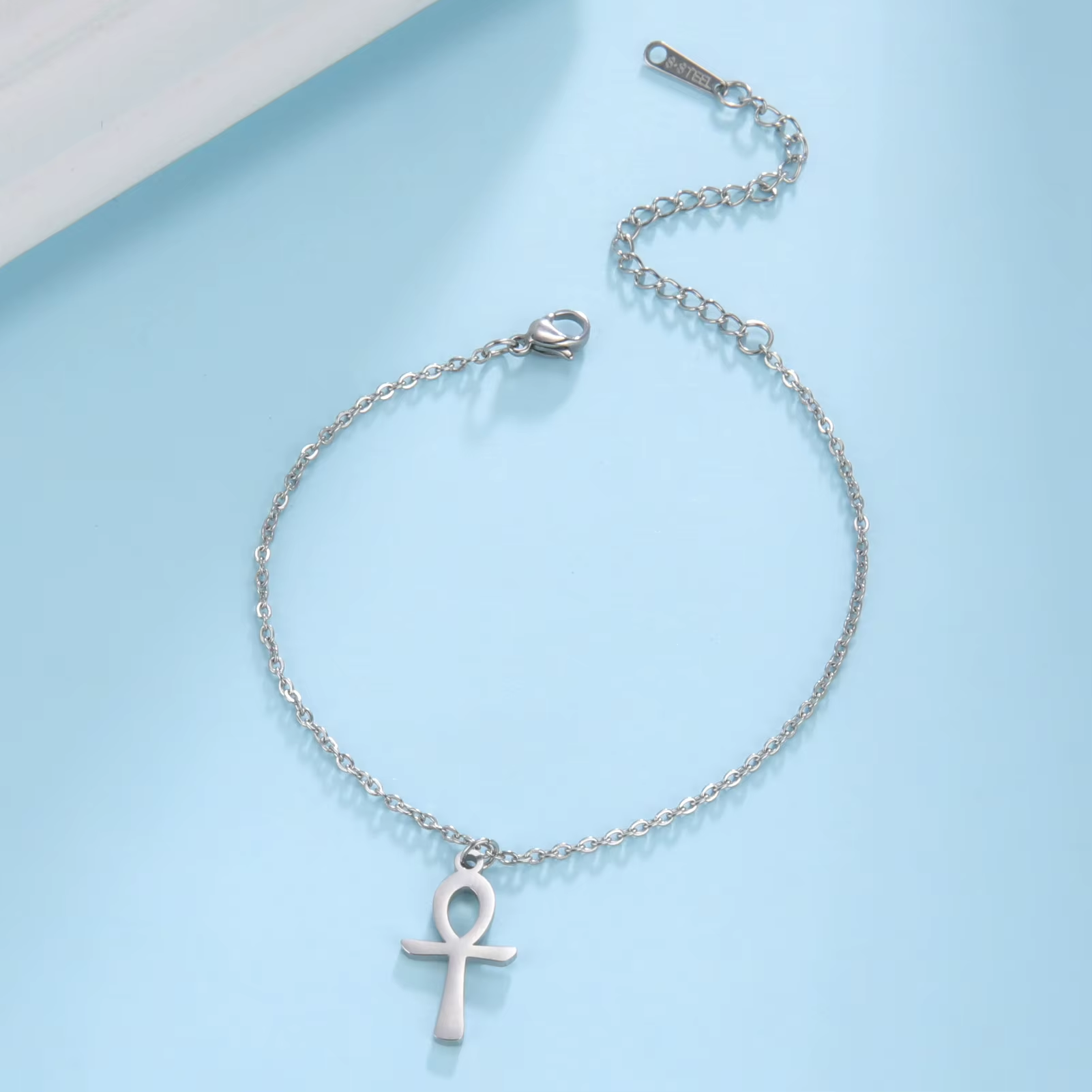 The Key of Life Bracelet Minimal Ankh Charm – Stainless Steel