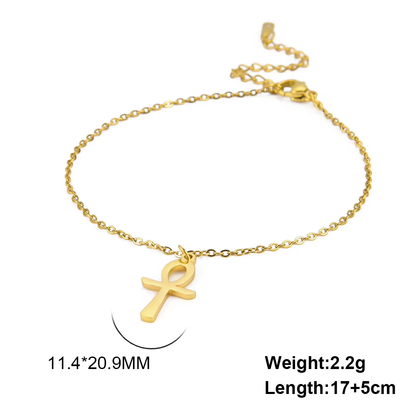 The Key of Life Bracelet Minimal Ankh Charm – Stainless Steel