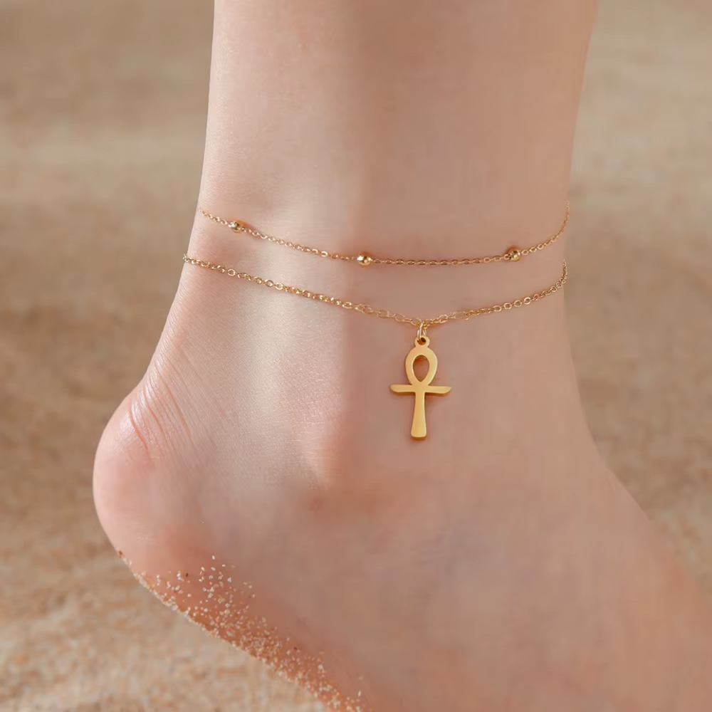 The Key of Life Bracelet Minimal Ankh Charm – Stainless Steel