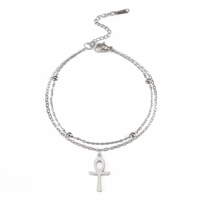 The Key of Life Bracelet Minimal Ankh Charm – Stainless Steel
