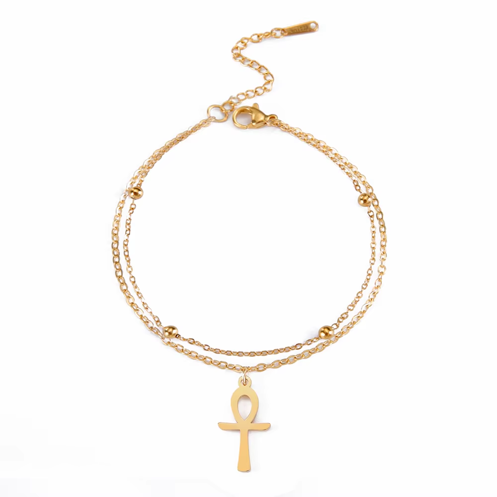 The Key of Life Bracelet Minimal Ankh Charm – Stainless Steel