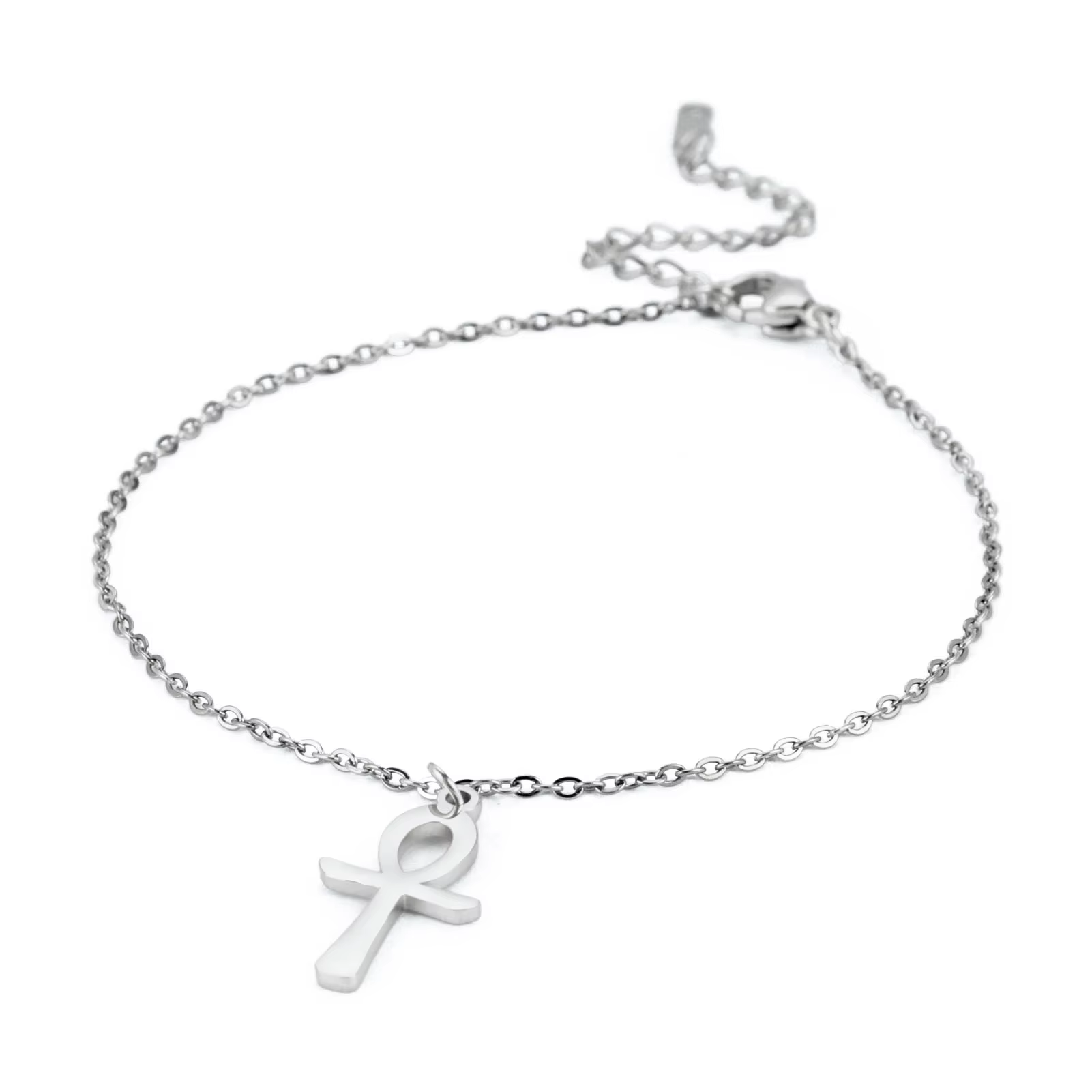 The Key of Life Bracelet Minimal Ankh Charm – Stainless Steel