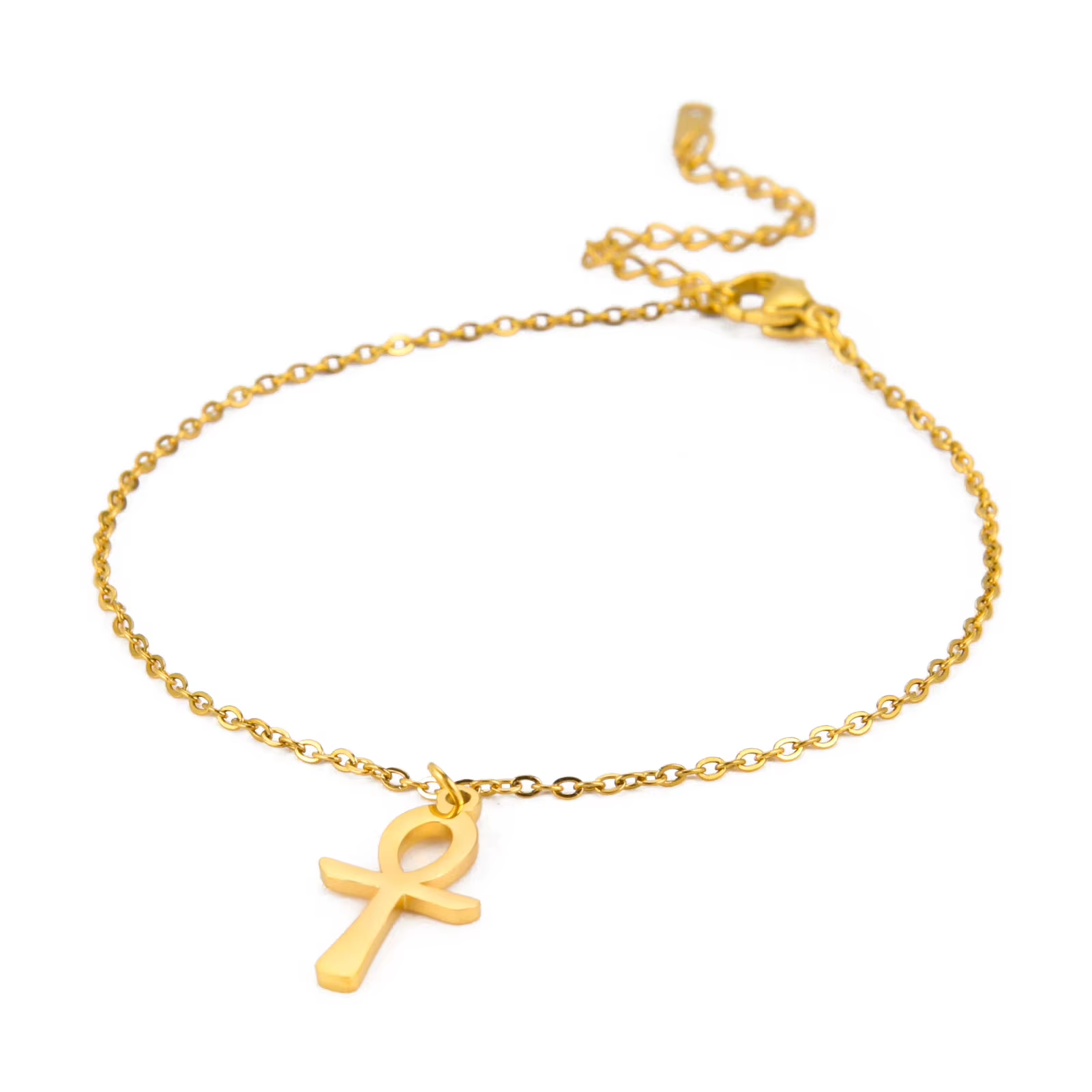 The Key of Life Bracelet Minimal Ankh Charm – Stainless Steel