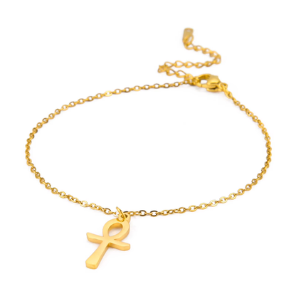 The Key of Life Bracelet Minimal Ankh Charm – Stainless Steel