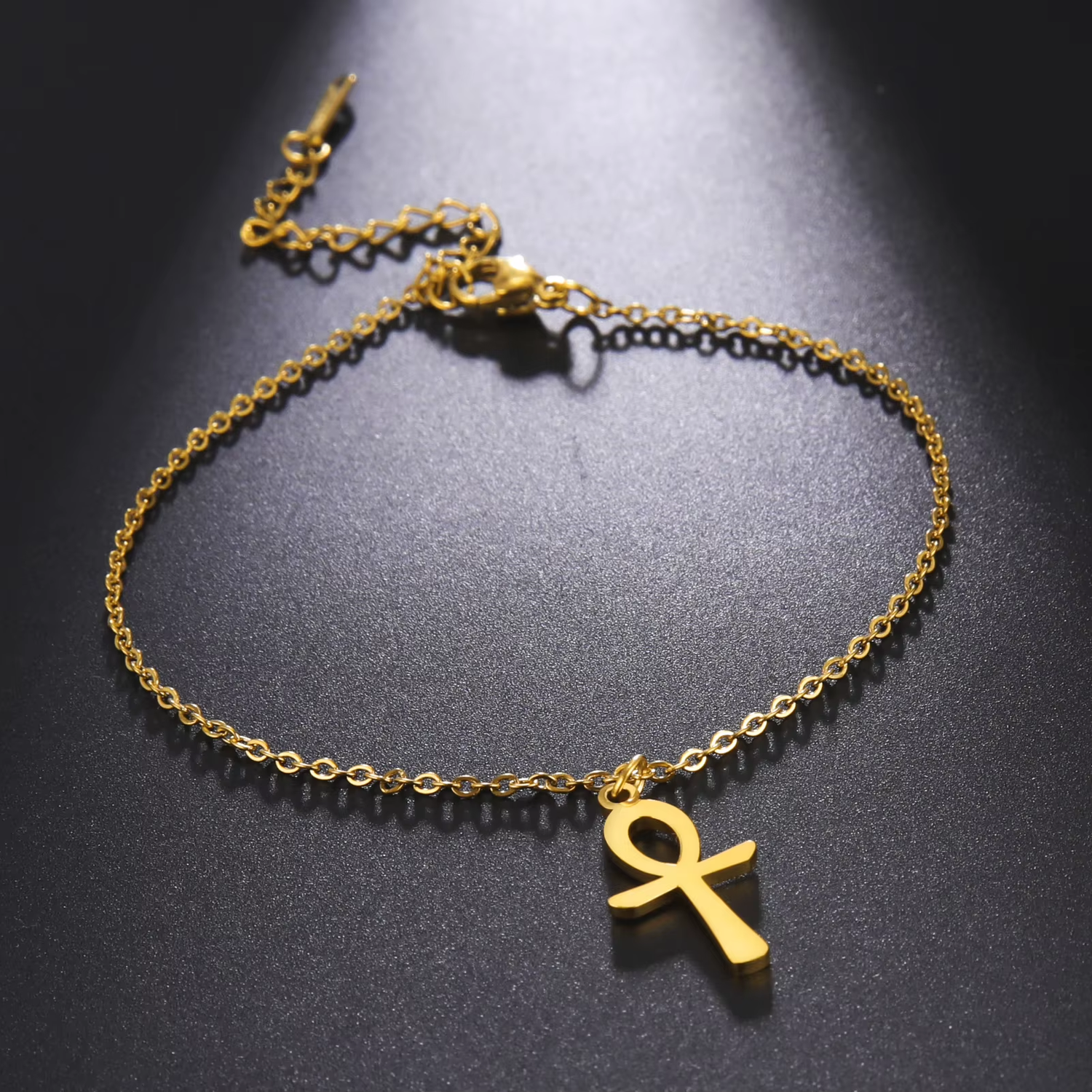 The Key of Life Bracelet Minimal Ankh Charm – Stainless Steel