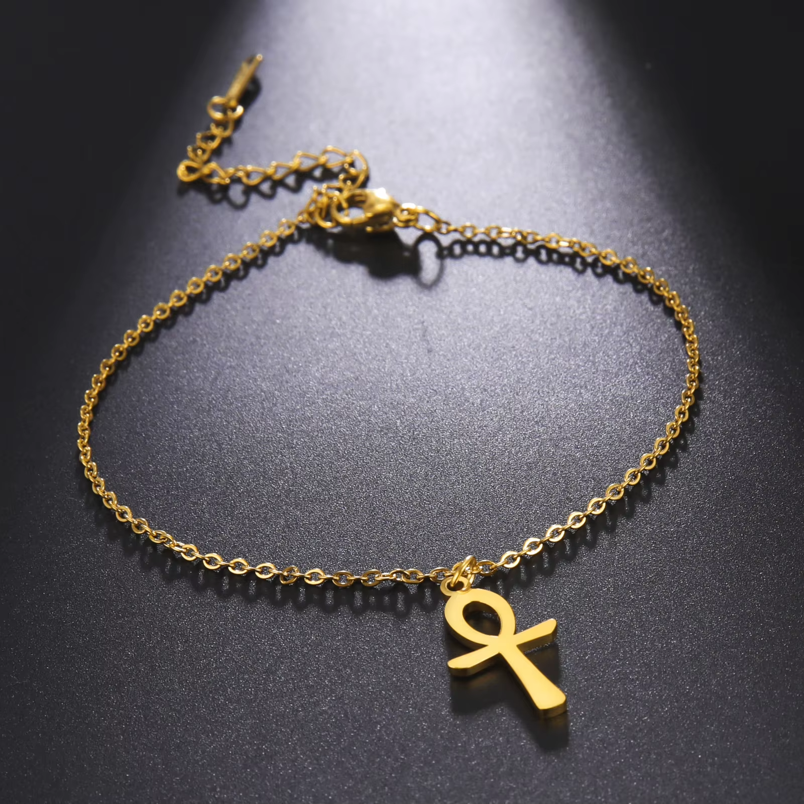 The Key of Life Bracelet Minimal Ankh Charm – Stainless Steel