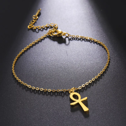 The Key of Life Bracelet Minimal Ankh Charm – Stainless Steel